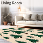 Dark Green Evergreen Forest Repeating Pattern Rug