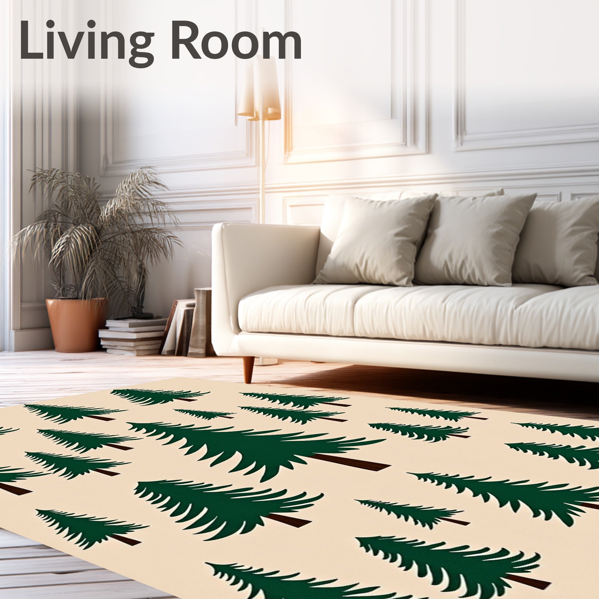 Dark Green Evergreen Forest Repeating Pattern Rug
