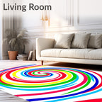 Vibrant Rainbow Swirl Spiral Rug