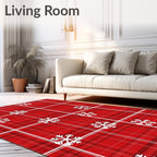 Red Snowflake Plaid Holiday Rug