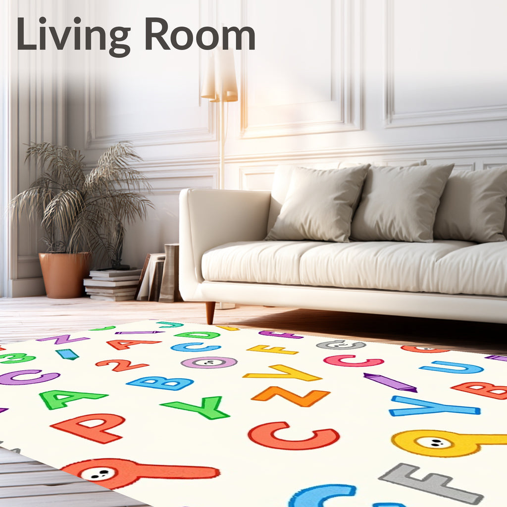 Colorful ABC and Numbers Scattered Art Rug