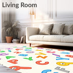 Colorful ABC and Numbers Scattered Art Rug