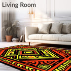 Vibrant Red Yellow Concentric Diamond Rug