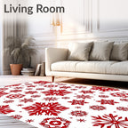 Crimson Snowflake Collage Repeating Arrangement Rug