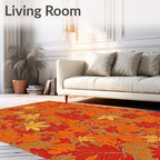 Autumnal Red Orange Leafy Vine Rug