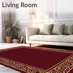 Burgundy Golden Vine Border Rug
