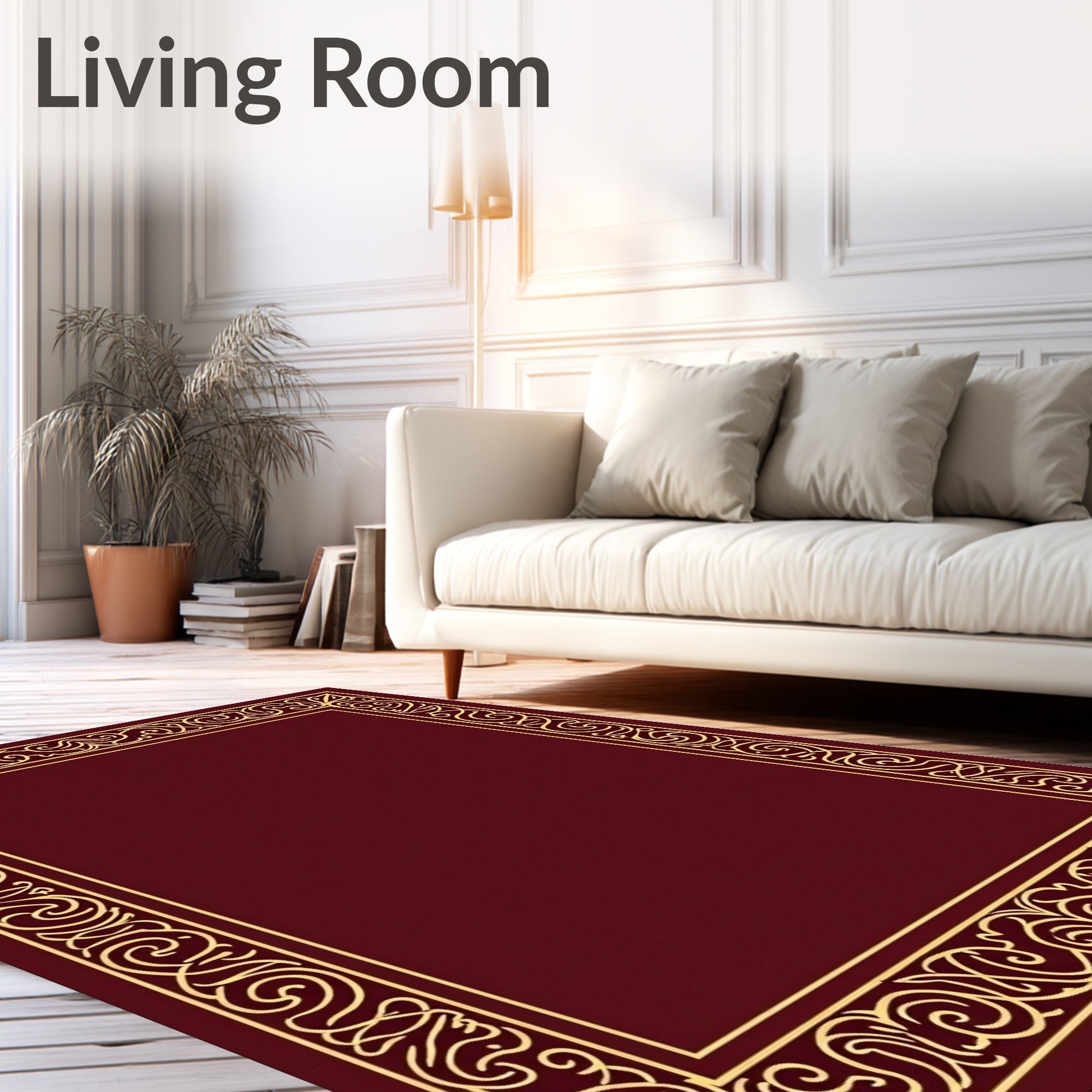 Burgundy Golden Vine Border Rug