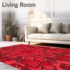 Crimson Swirl Floral Mandala Rug