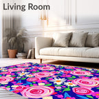 Pink Rose Garden Floral Arrangement Rug