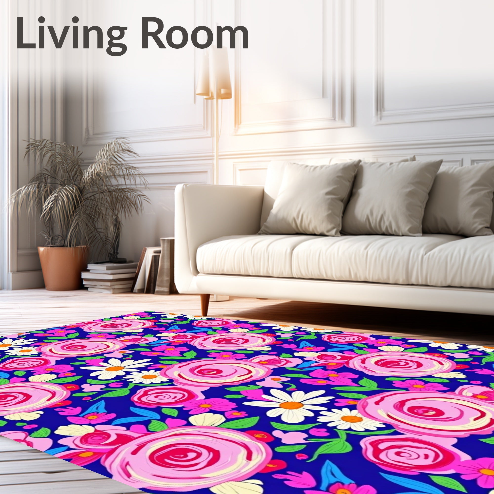 Pink Rose Garden Floral Arrangement Rug