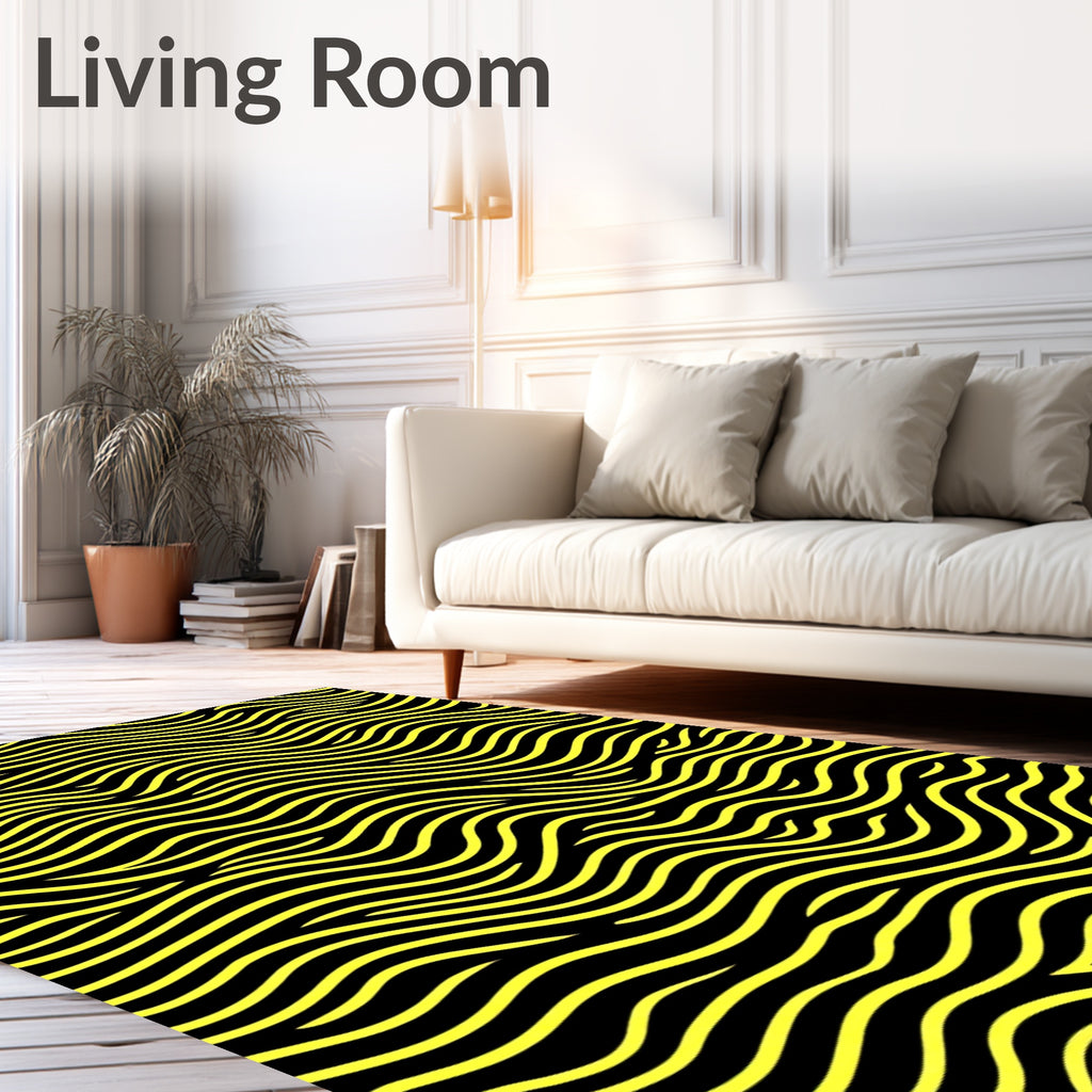 Bold Yellow Wavy Lines Rug