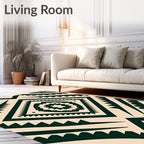 Bold Forest Green Tribal Diamond Rug