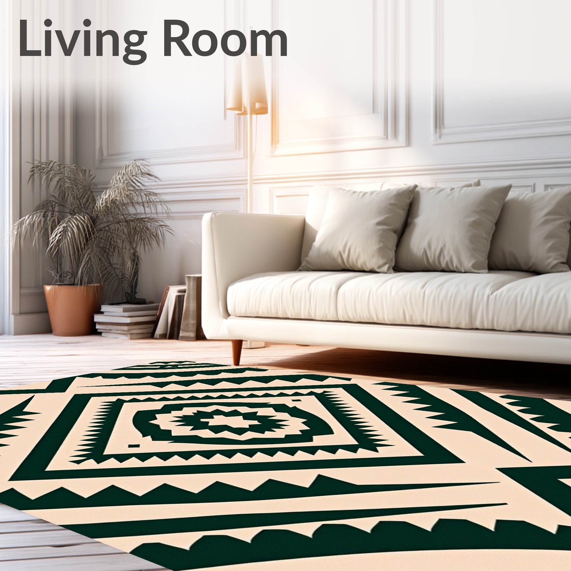 Bold Forest Green Tribal Diamond Rug