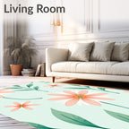 Coral Daisy Garden Floral Rug