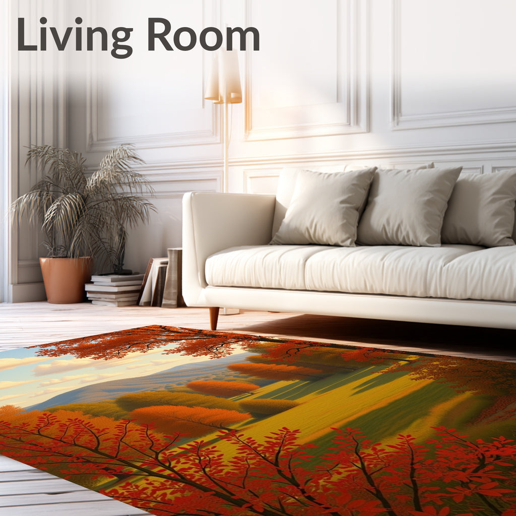 Autumn Forest Landscape Scenic View Rug