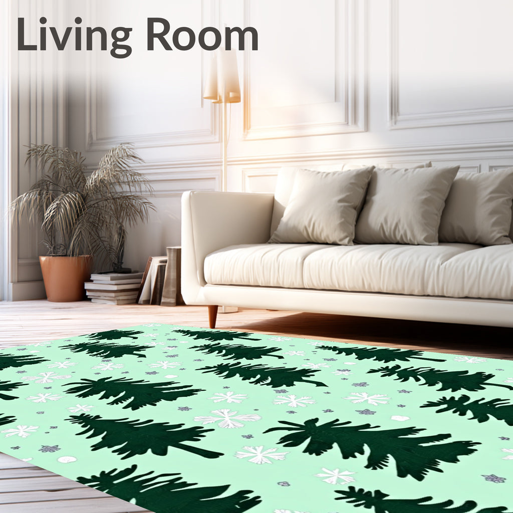 Forest Green Evergreen Snowflake Medley Rug