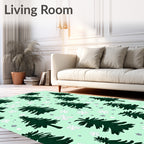 Forest Green Evergreen Snowflake Medley Rug