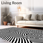 Bold Black White Chevron Flow Rug