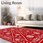Crimson Snowflake Winter Wonderland Rug