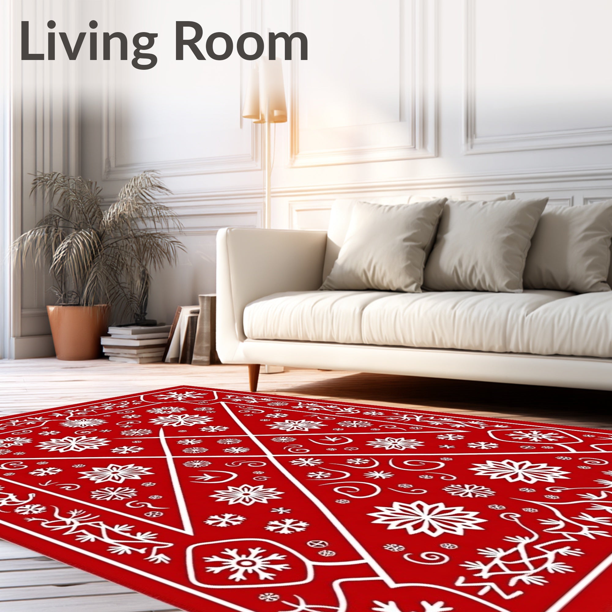 Crimson Snowflake Winter Wonderland Rug