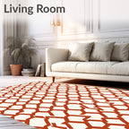 Terracotta Geometric Interlocking Hexagons Rug