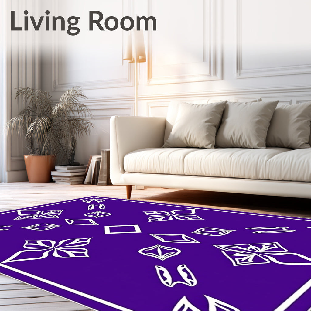 Royal Purple White Ornate Diamond Medallion Rug