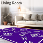 Royal Purple White Ornate Diamond Medallion Rug
