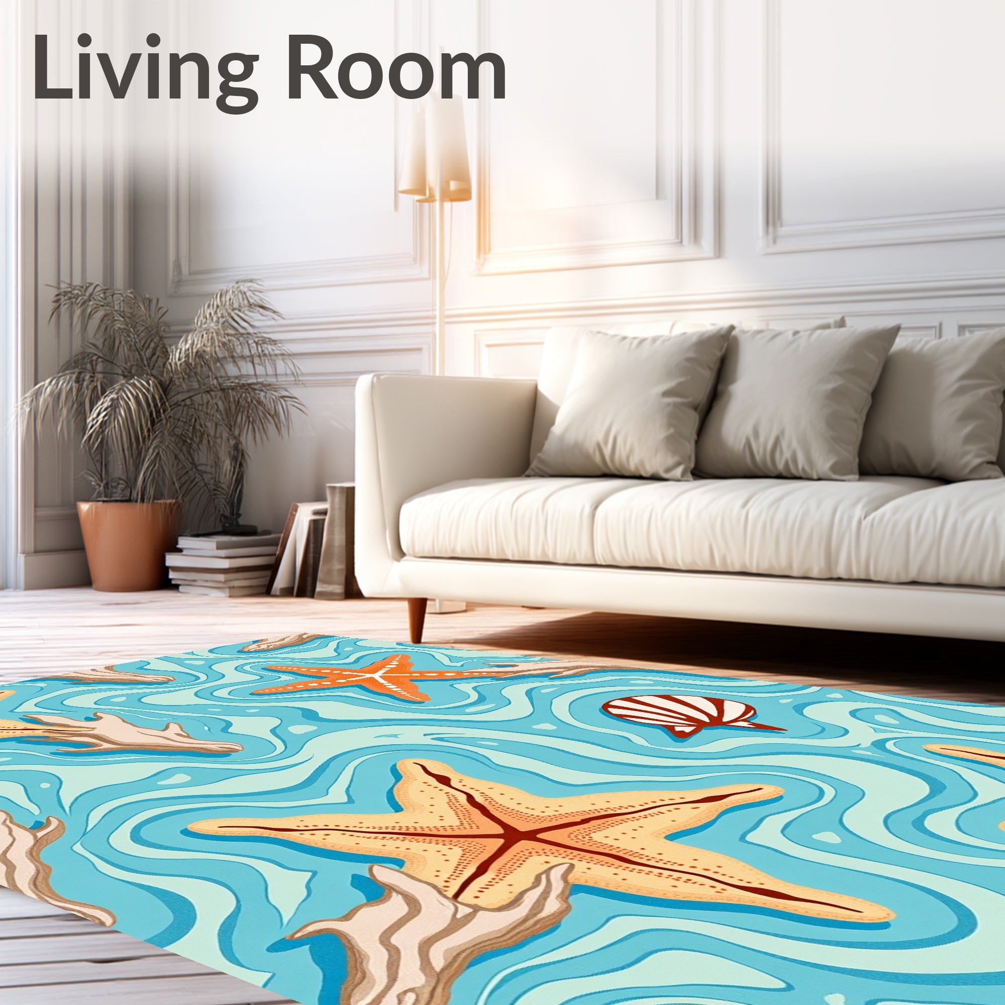Oceanic Starfish Coral Waves Rug