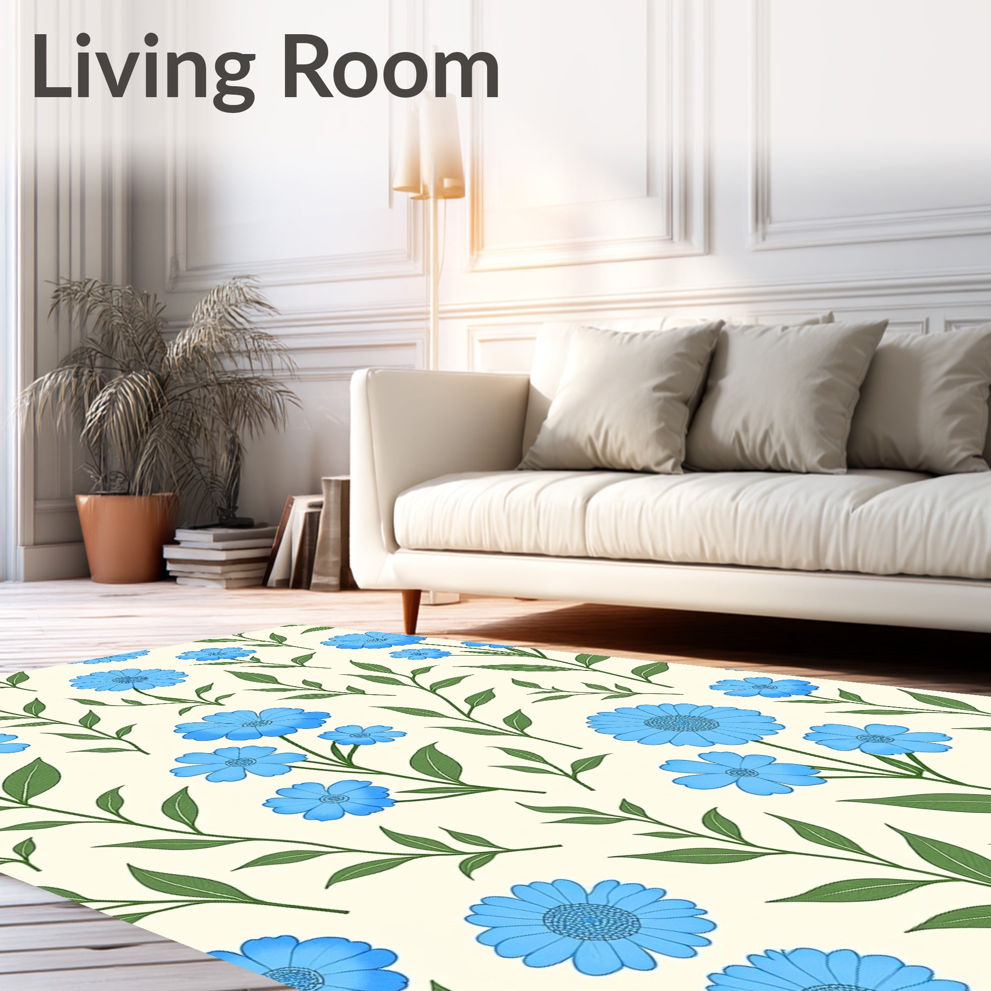 Sky Blue Daisy Meadow Rug