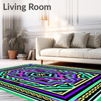 Bold Geometric Medallion Emerald Purple Rug