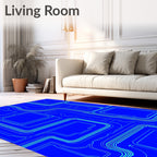 Geometric Circuits Blue Outline Rug
