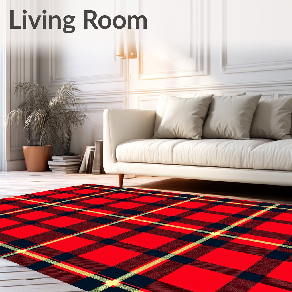 Red Black Plaid Tartan Lattice Rug