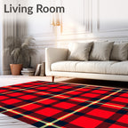 Red Black Plaid Tartan Lattice Rug
