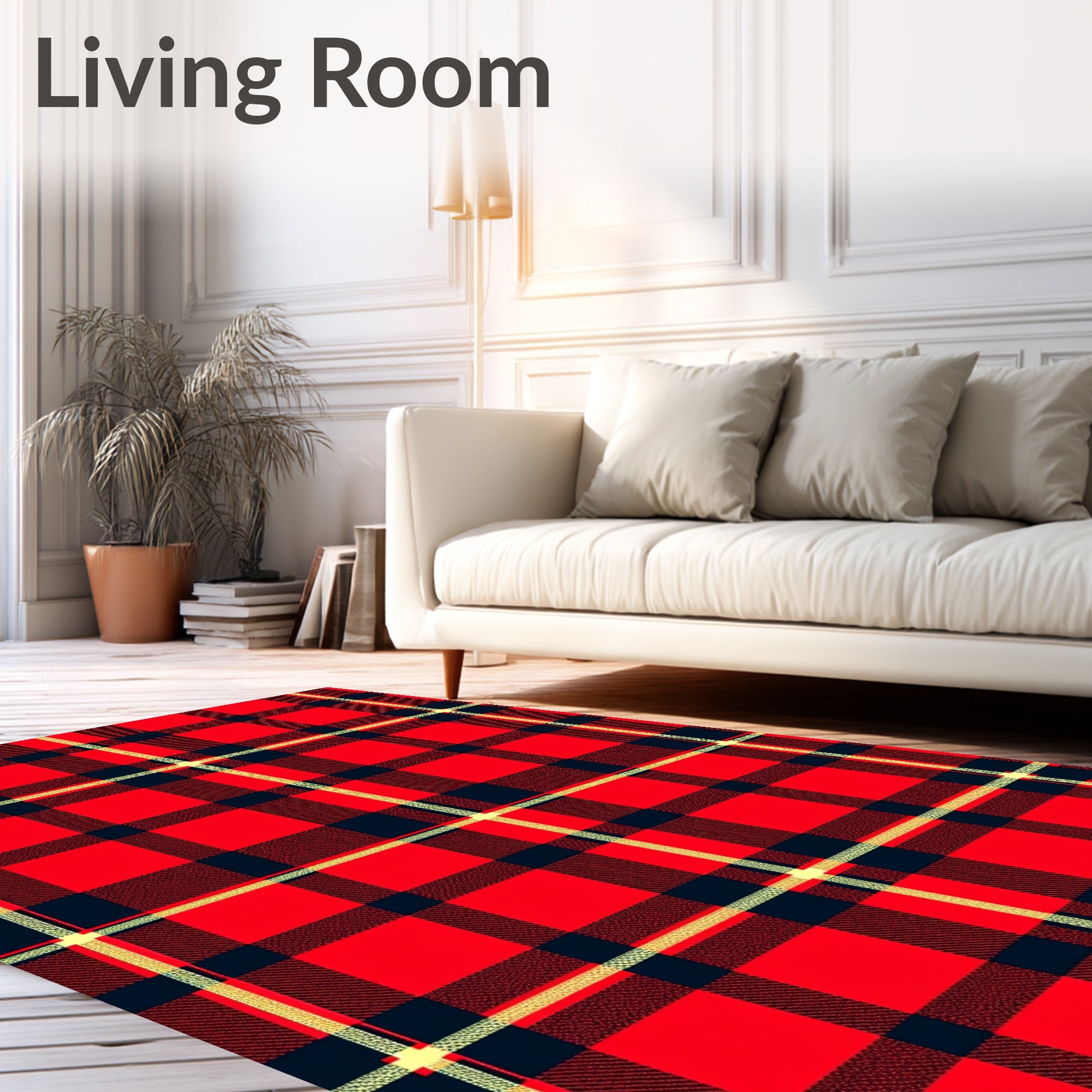 Red Black Plaid Tartan Lattice Rug