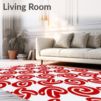 Vibrant Red Swirls Whimsical Rug