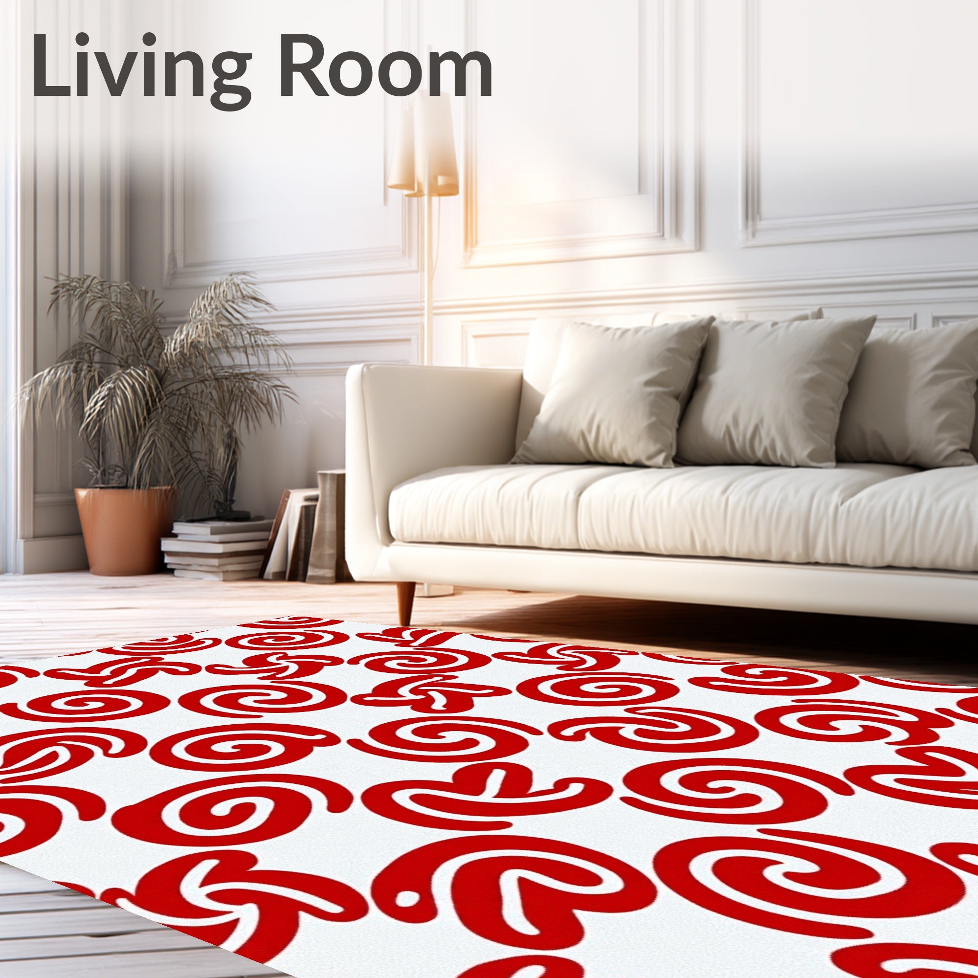Vibrant Red Swirls Whimsical Rug