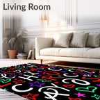Colorful Alphabet Hearts Stars Rug