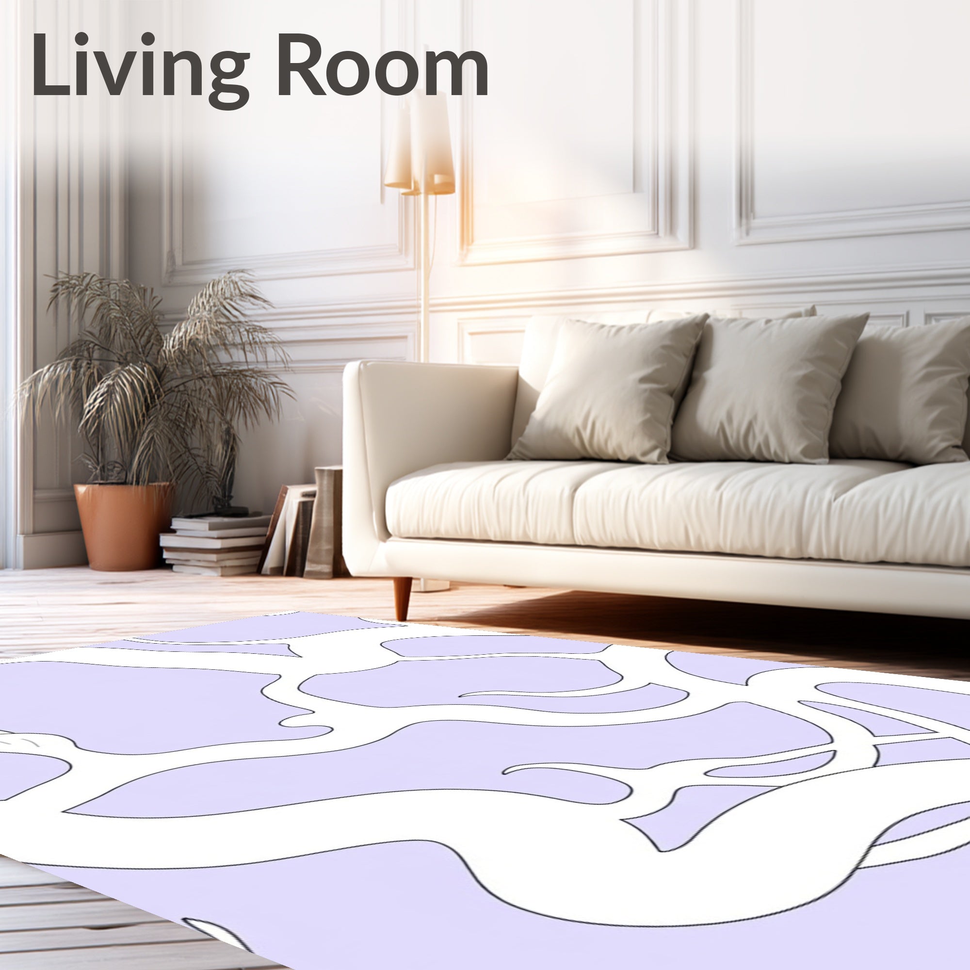 White Lavender Flowing Organic Weave Rug
