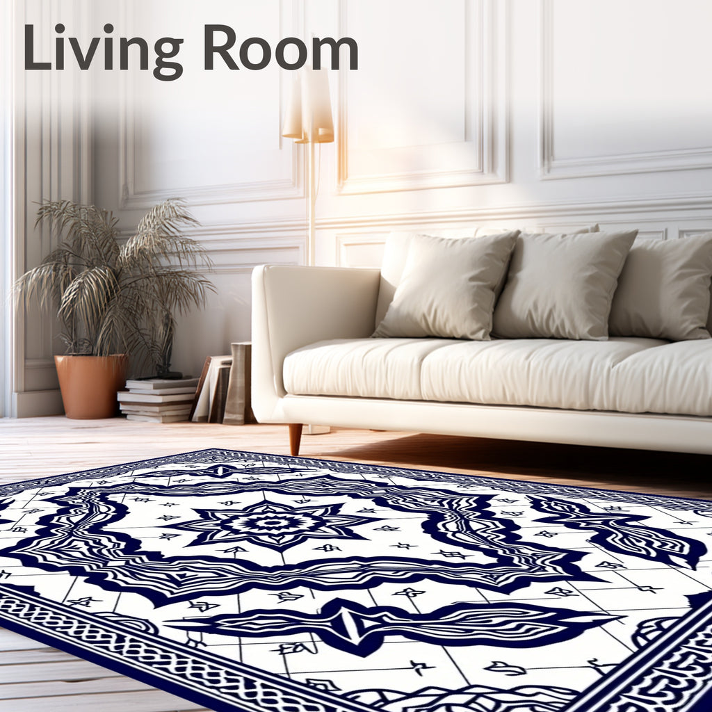 Classic Indigo Medallion Mandala Rug