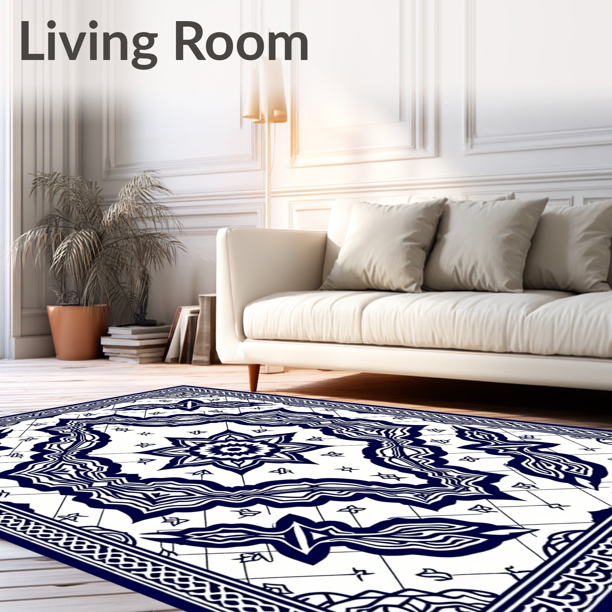 Classic Indigo Medallion Mandala Rug