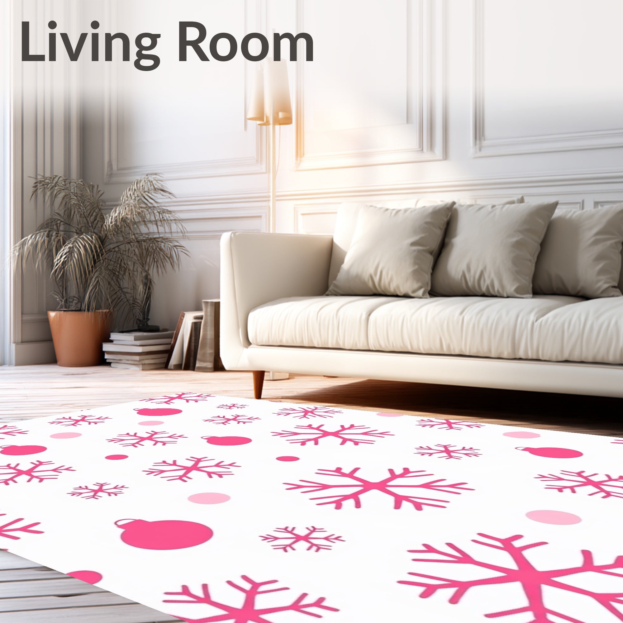 Hot Pink Snowflake Bauble Scatter Rug