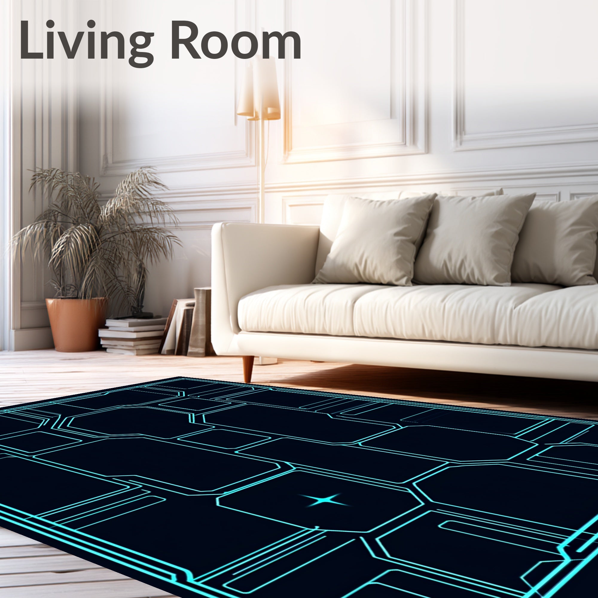 Sci-Fi Neon Circuit Board Rug