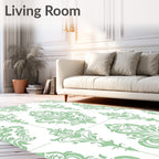 Sage Green Damask Scroll Rug