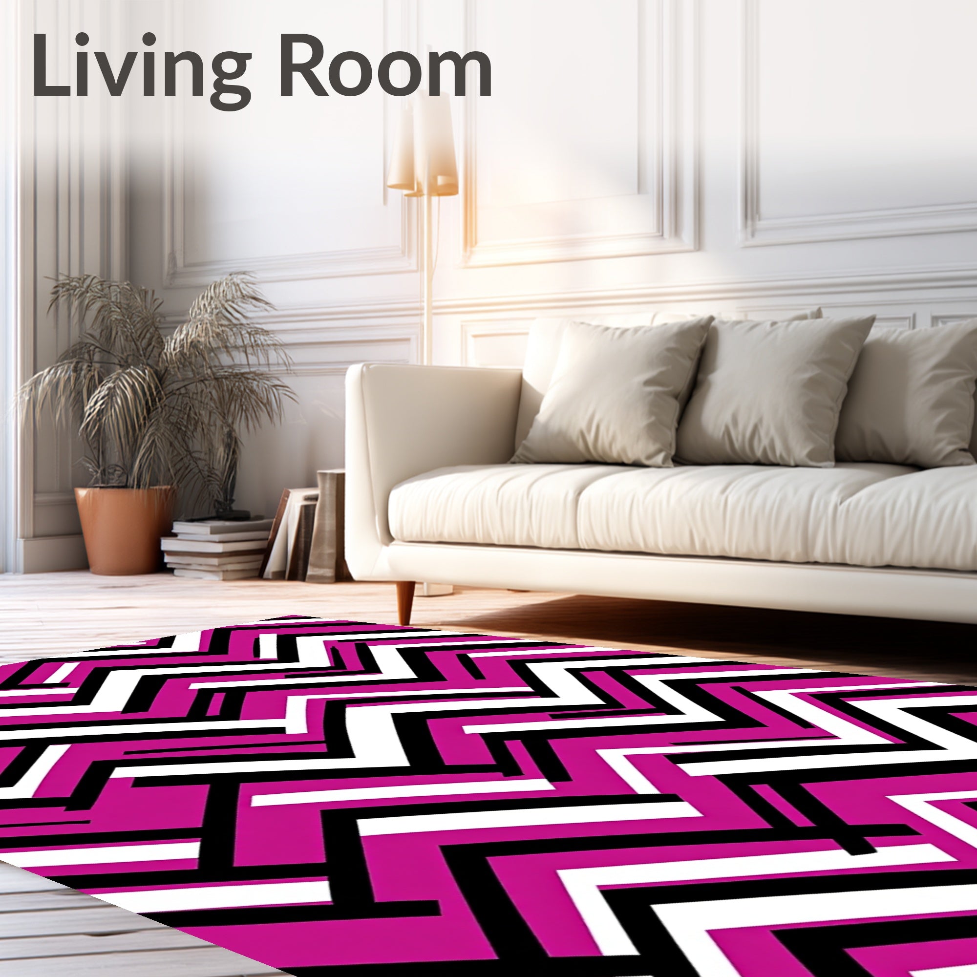 Vibrant Magenta Geometric Chevron Rug