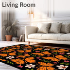 Orange Butterfly Garden Floral Accents Rug