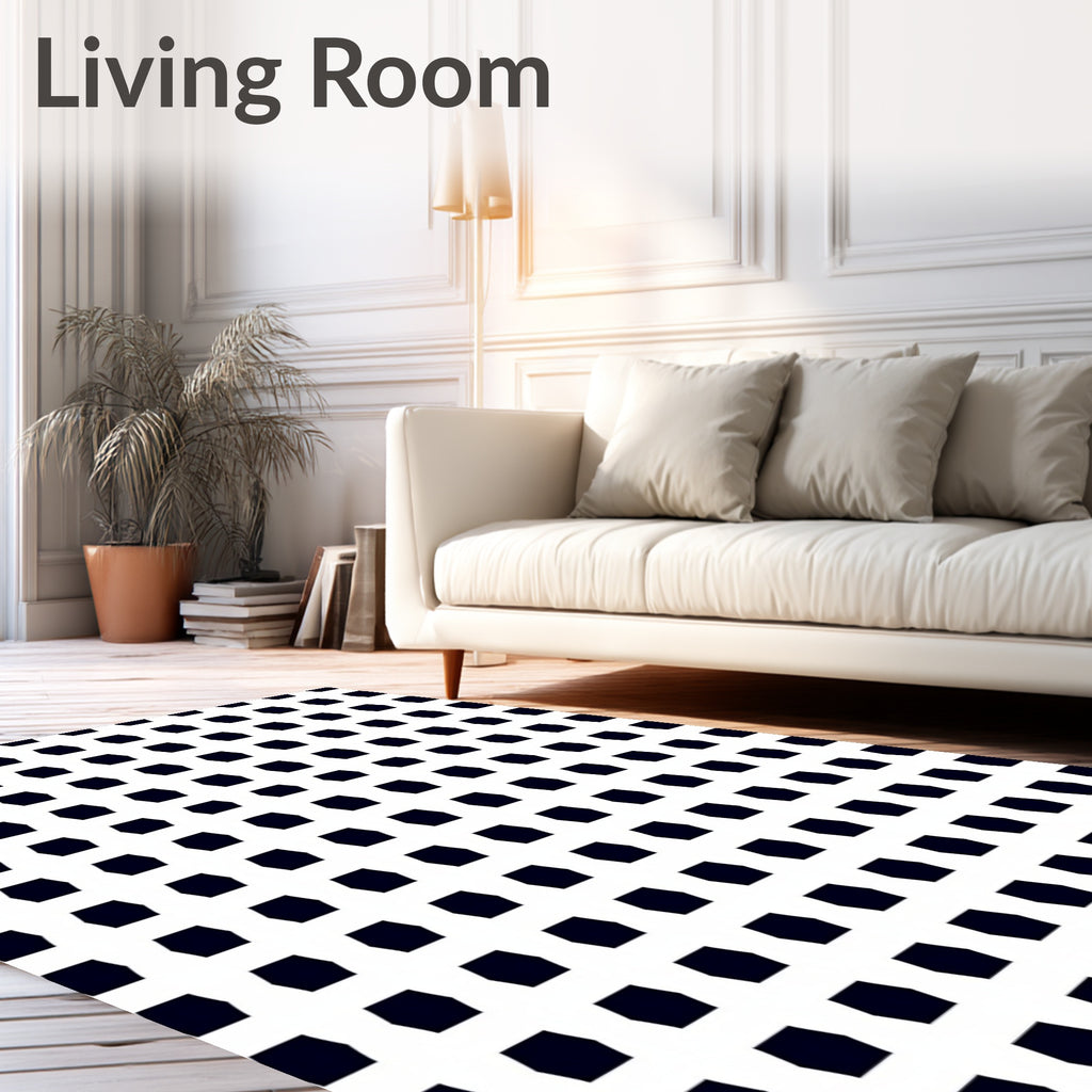 Modern Dark Hexagon Grid Rug