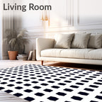 Modern Dark Hexagon Grid Rug