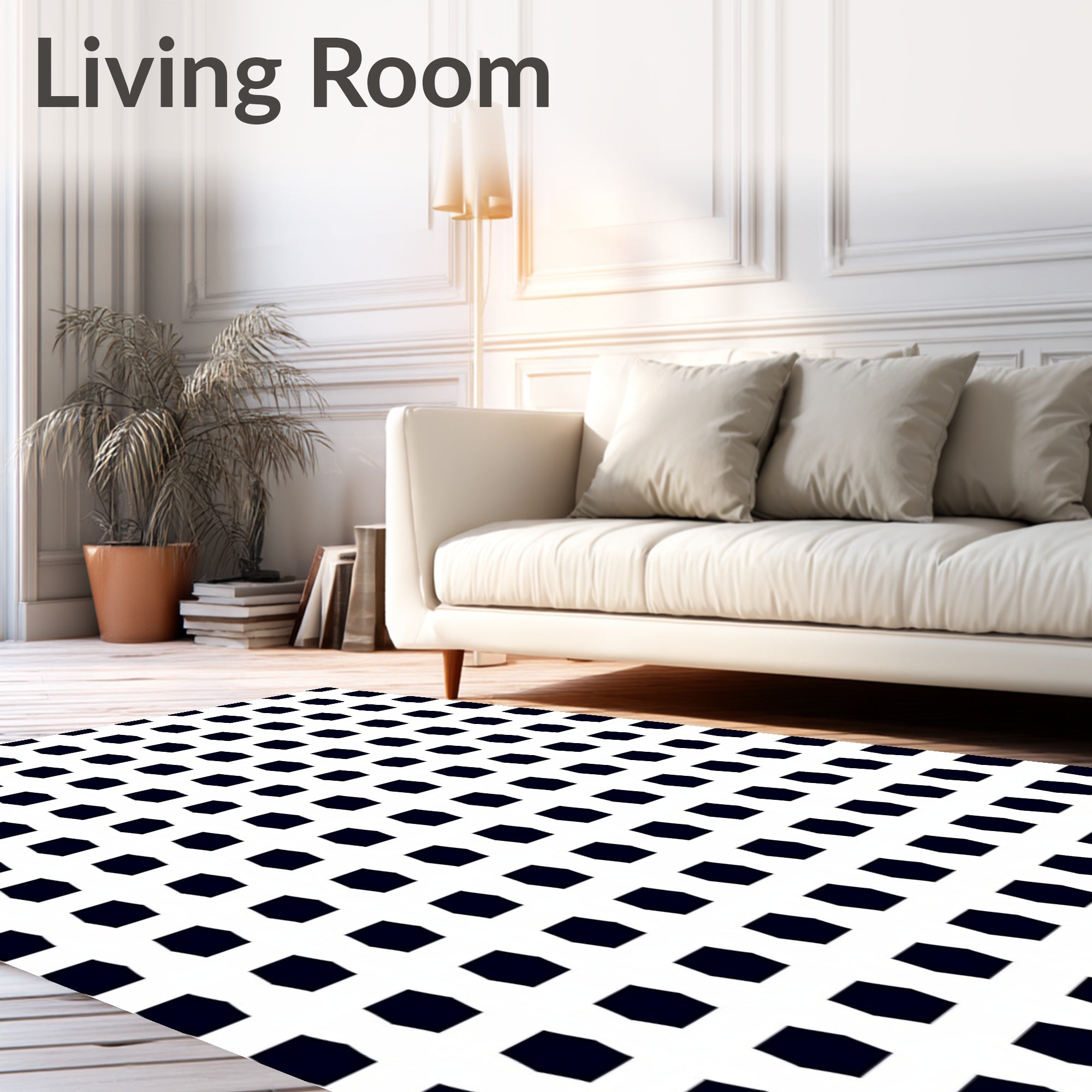 Modern Dark Hexagon Grid Rug
