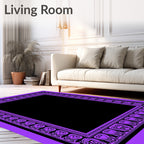 Bold Violet Art Deco Border Rug
