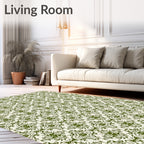 Ornate Green Floral Arch Medallion Rug